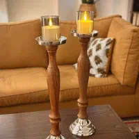 شمعدان چوبی پایه بلند