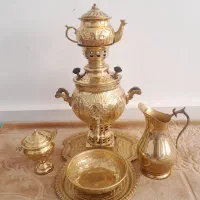 سماور ذغالی برنزی با سرویس کامل|سماور، چایساز، قهوهساز|ورزقان, |دیوار