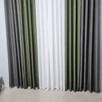 پرده حریر بافتدار پانچ آماده فقط