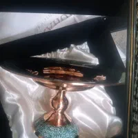 ظرف میوه و شیرینی فیروزه مسی قلمکاری شده