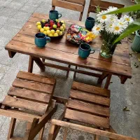 ست چوبی کافه ایی|میز و صندلی غذاخوری|خرم‌آباد, |دیوار