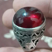 انگشتر نقره یاقوت سرخ سیاه معدنی ابوالحسنی