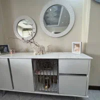 کنسول چوبی و سنگ مرمر و استیل