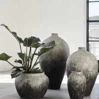 آباژور و گلدان سفالی مدرن پتینه