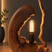 چراغ آباژور روستیک چوبی