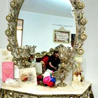 آینه ودوعدد شمدانی برنز