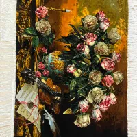 تابلو فرش طرح گل و گلدان کلاسیک