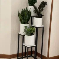 استند گلدان گل فلزی چوبی مینیمال