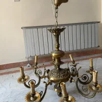 لوستر برنجی ۸ شاخه و دو عدد دیوار کوب در حد نو|لوستر و چراغ آویز|تهران, امیرآباد|دیوار