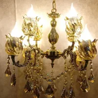 لوستر برنجی برنزی ۴شاخه هشت شعله|لوستر و چراغ آویز|اراک, |دیوار