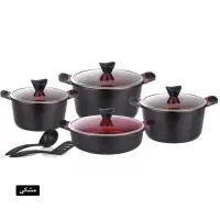 سرویس قابلمه10پارچه گرانیت زرشکی مشکی برند کاندید