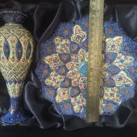بشقاب و گلدان مینا کاری