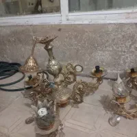 دوعدد لوستر طلایی|لوستر و چراغ آویز|مشهد, کوه سنگی|دیوار