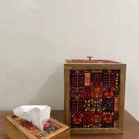 سطل و جای دستمال کاغذی ست