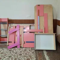تخت دوطبقه دخترانه کاملا سالم صورتی خوشرنگ|تخت و سرویس خواب|ورامین, شهرک مدرس|دیوار