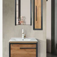 روشویی با کابین و سنگ و آینه جنس pvc ضدآب(ست کامل)