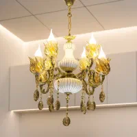 لوستر 4شاخه برنزی سرامیک (برنز الماس)