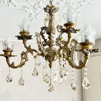 ۲ عدد لوستر ۶ شعله کلاسیک برنجی