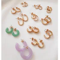 گوشواره نیم حلقهای 12 جفتی چند رنگ|بدلیجات|اراک, |دیوار