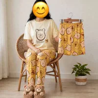 ست سه تیکه زنانه تیشرت شلوار شلوارک