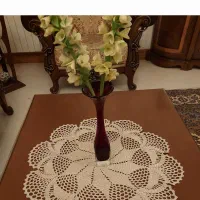 رومیزی دست بافت نخ کتان مرسریزه قطر ۶۰ سانت