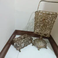 سطل آشغال و جا دستمال کاغذی برنجی