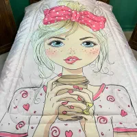 ست فرش و روتختی و لوستر فانتزی دخترانه