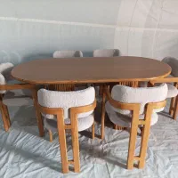 میز نهارخوری 6نفره مینیمال با پارچه تدی