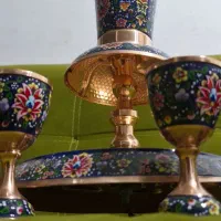 شربت خوری مس و پرداز میناکاری با جام مخصوص ساقی|صنایع دستی و سایر لوازم تزئینی|قم, سالاریه|دیوار