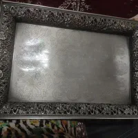 سینی سیلورنقره ای بزرگ خیلی زیبا نو چایخوری