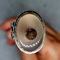 انگشتر روکش نقره با نگین خاص عقیق و شهاب سنگ