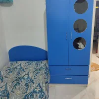 ست تخت و خواب پسرانه آبی به همراه میز تحریر