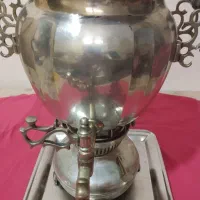 سماور نفتی قدیمی سالم‌ آماده بکار با سینی وجام زیر|قوری، کتری، قهوه‌ساز دستی|تهران, ارامنه|دیوار