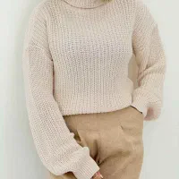 بافت یقه اسکی   رنگ استخوانی