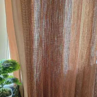 پرده گیپور و استر ساتن خوش رنگ با چوب پرده