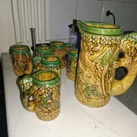 پارچ و لیوان سفالی قدیمی