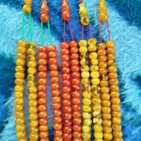 تسبیح کهربا خوش رنگ و پر رگه