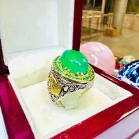 انگشتر فاخر سنگ عقیق سبز رکاب اشک اصل معدنی خراسان|بدلیجات|تبریز, |دیوار