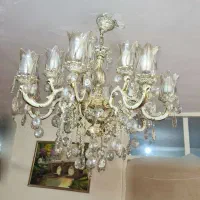 لوستر 8 شاخه تمام برنز سنگین آبکاری فرانسوی