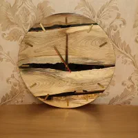 ساعت دیواری طرح چوب و رزین