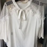 شومیز بلوز مجلسی عروس سفید ترک گیپوردار 42