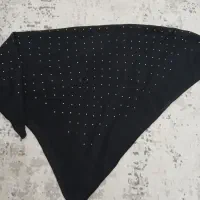شال روسری محرم مشکی توری نگین طرحدارمینی اسکارف