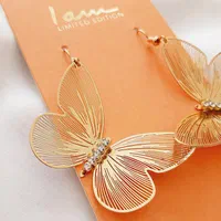 گوشواره آویز بلند پروانه طلایی|بدلیجات|سنندج, |دیوار