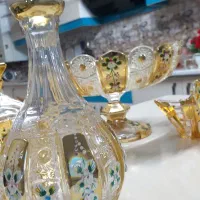 سرویس پزیرایی ۲۴ پارچه کریستال طلاکوب طرح قدیم|ظروف سرو و پذیرایی|پیر بکران, |دیوار