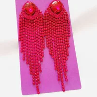 گوشواره آویز بلند فول نگین ارغوانی برای دختر جذاب|بدلیجات|مشهد, ابوذر|دیوار