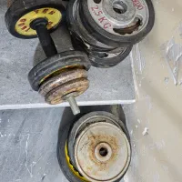 میز پرس به همراه میله هالتر و وزنه و دمبل|تجهیزات ورزشی|خرمآباد, |دیوار