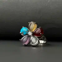 انگشتر زنانه پنج نگین جواهری