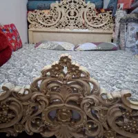 تخت خواب دونفره چوبی|تخت و سرویس خواب|نسیم‌شهر, |دیوار