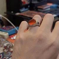 انگوشتر عقیق پرتقالی لانه زنبوری معدنی دستساز|جواهرات|تهران, تهرانسر شرقی|دیوار