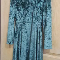 پیراهن بلند زنانه مخمل سبزآبی